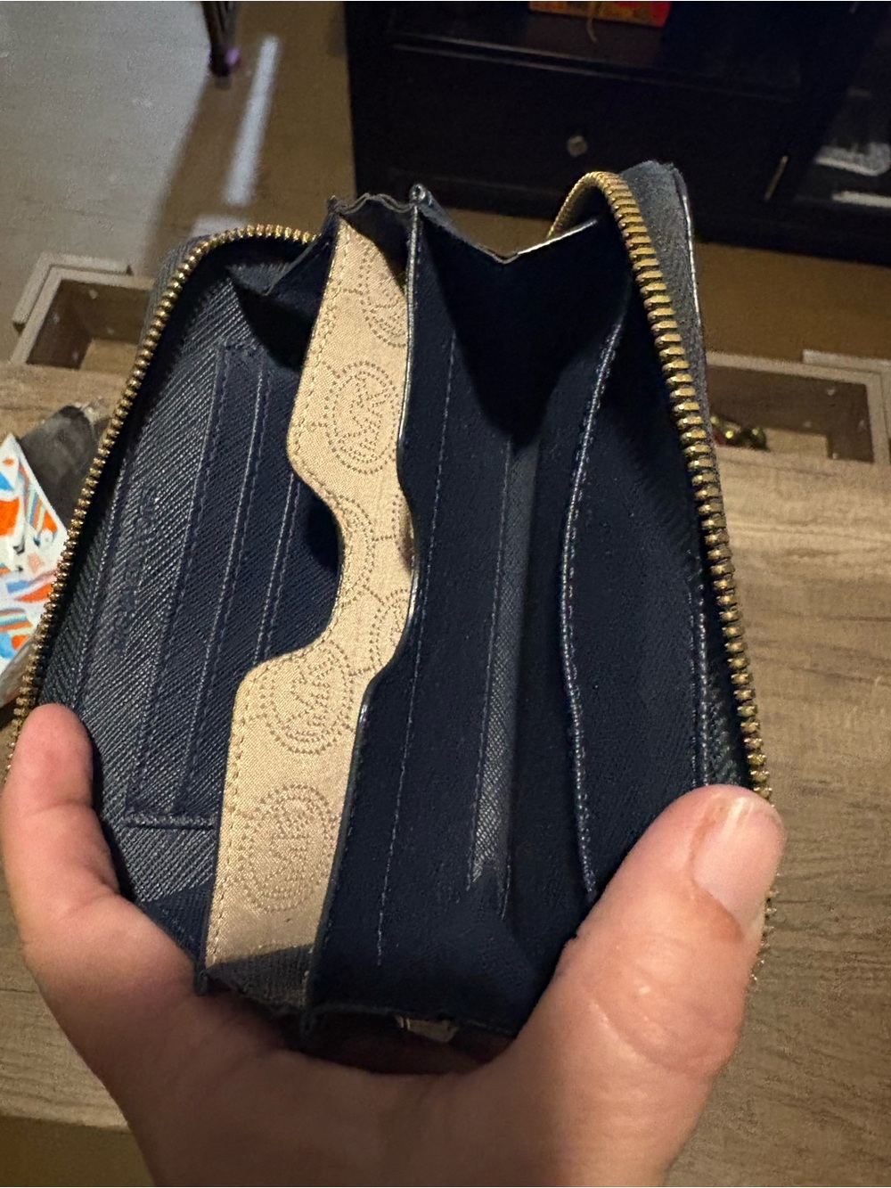 Michael Kors Navy and White Striped Wallet with Gold Plaque - Picture 6 of 6